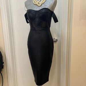 Bandage Shaper Leather Look Dress- Medium.